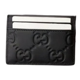 Gucci Guccissima Card Holder Leather Black Premium Leather Minimalist Designer Accessory