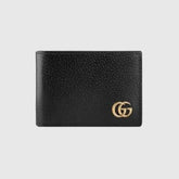 Gucci Wallet Marmont Men Leather Bi-Fold Black Double G | Italy
